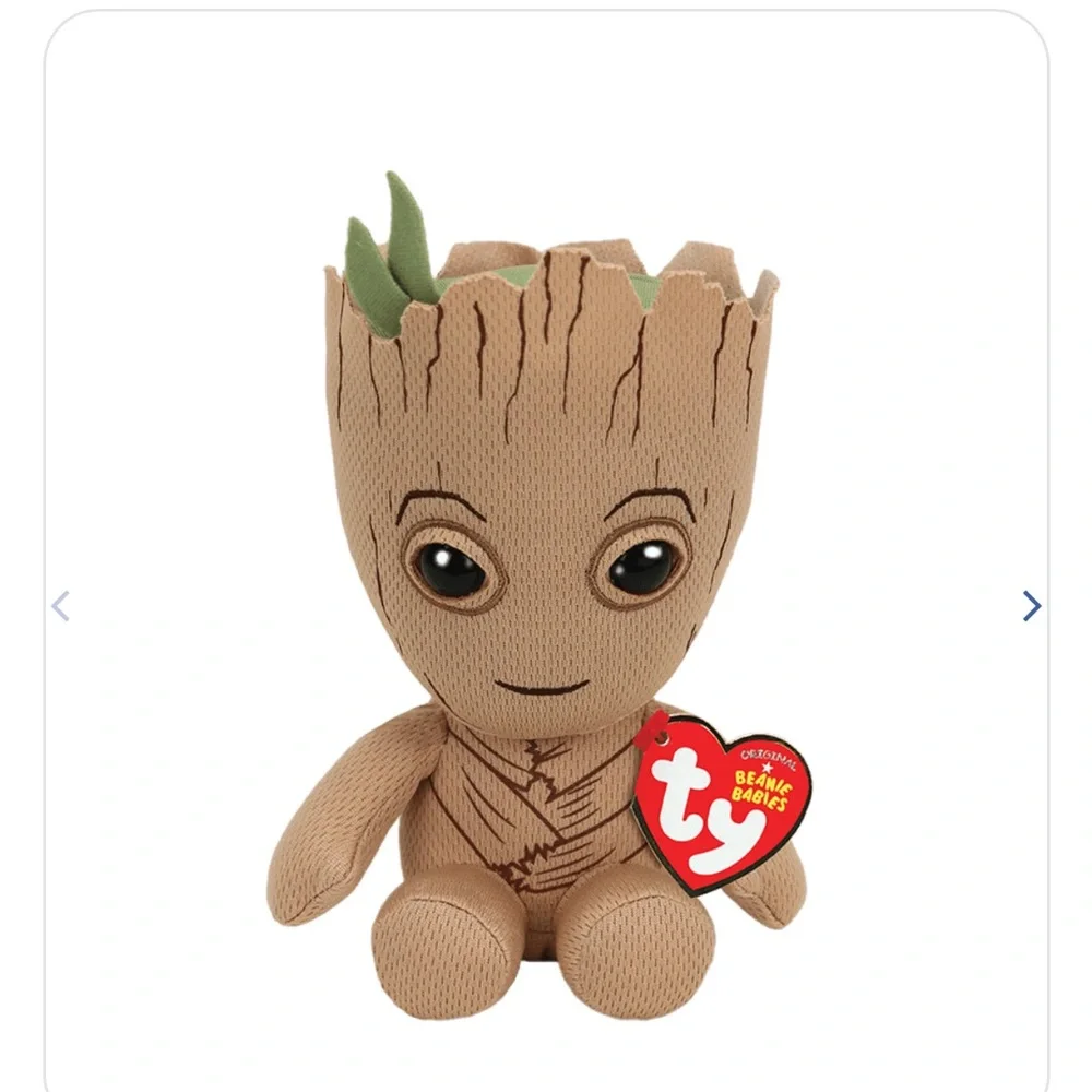 Groot Marvel Ty Beanie Babies l Brown Stuffed Animal Plush - Picture 1 of 10